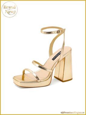 MIRAAZZURRA Platform Chunky Heel Sandals Square Open Toe Ankle Strap Faux